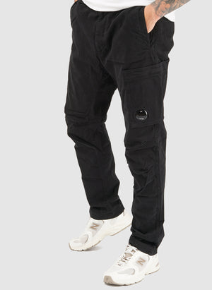 Stretch Sateen Lens Cargo Pants - Black