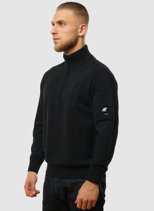Merino Wool Lens Quarter-Zip - Black