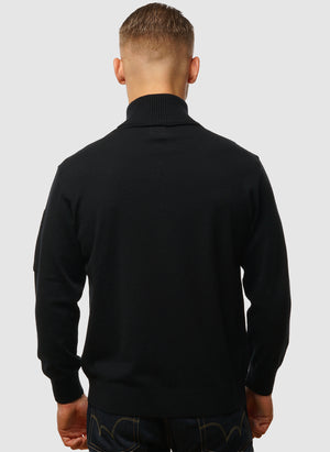 Merino Wool Lens Quarter-Zip - Black