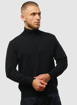 Merino Wool Lens Quarter-Zip - Black