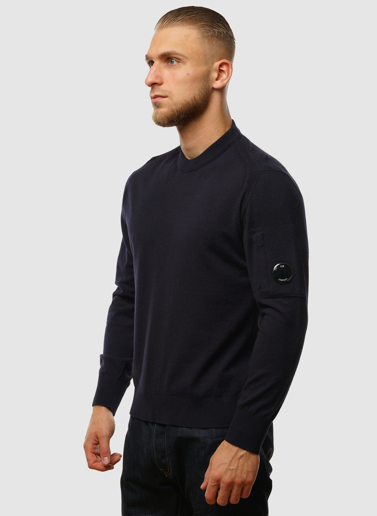 Merino Wool Lens Crew Neck - Total Eclipse