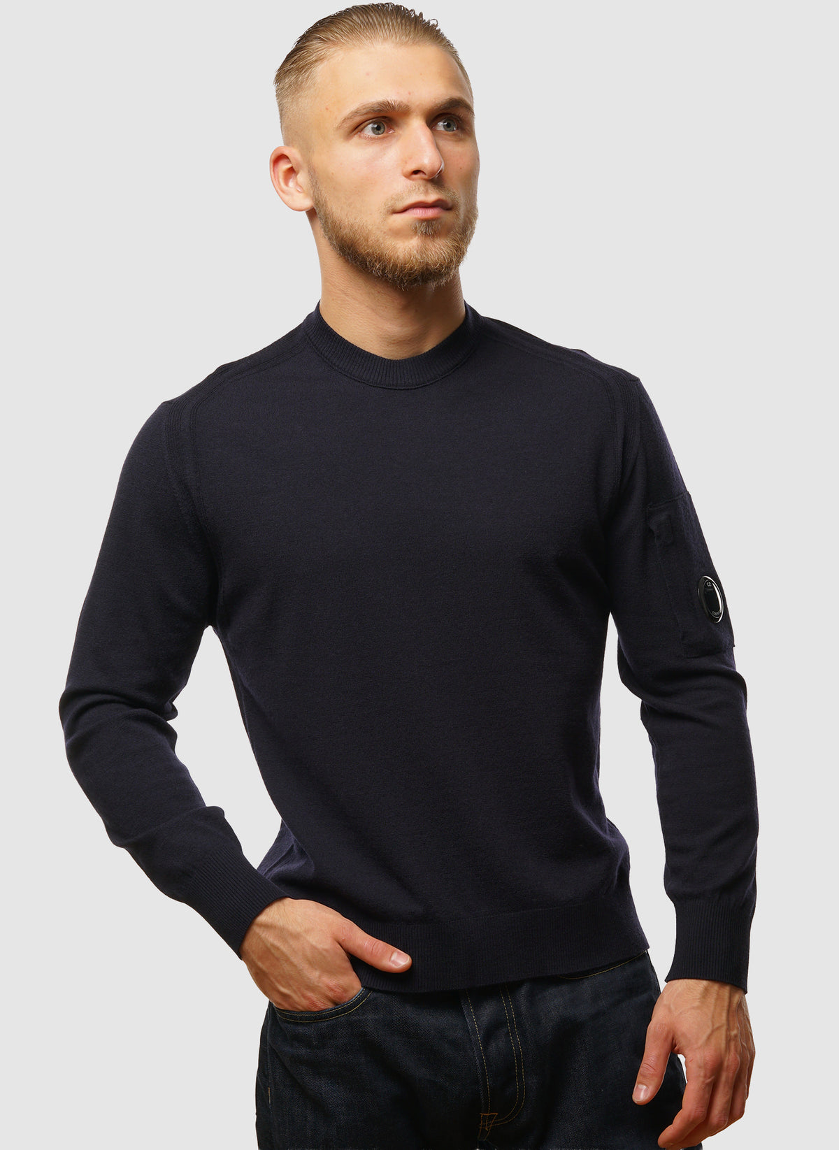 Merino Wool Lens Crew Neck - Total Eclipse