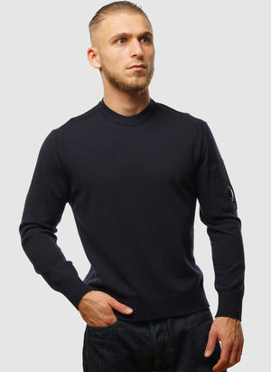 Merino Wool Lens Crew Neck - Total Eclipse