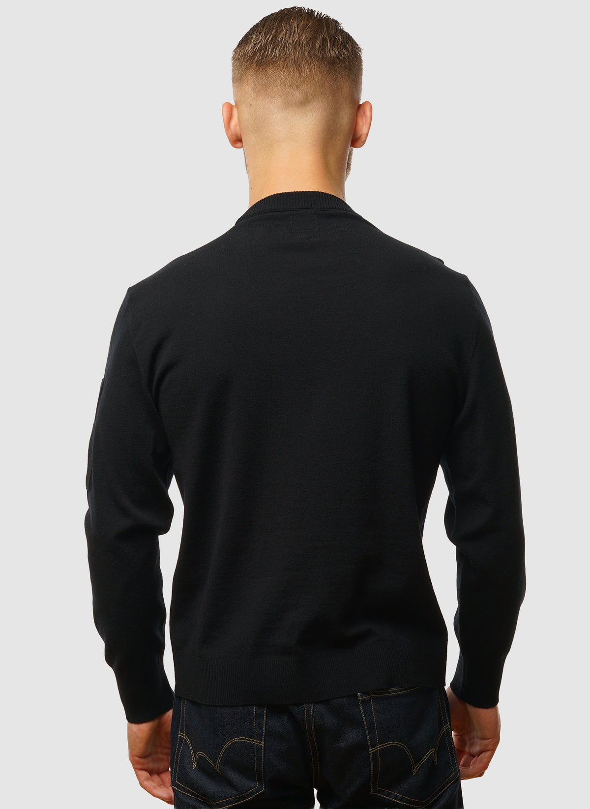 Merino Wool Lens Crew Neck - Black