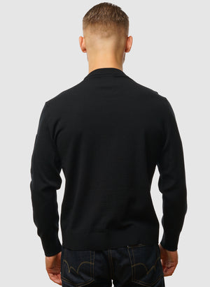 Merino Wool Lens Crew Neck - Black