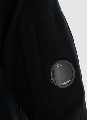 Merino Wool Lens Crew Neck - Black