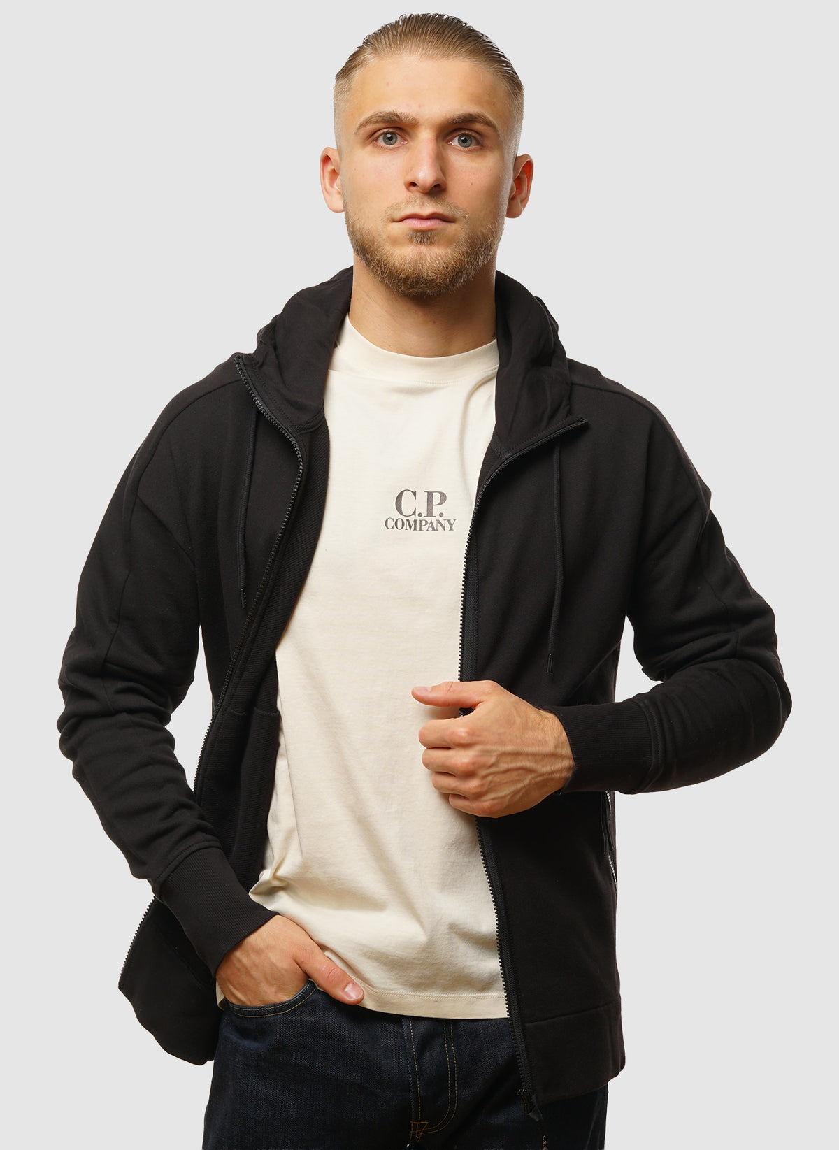 Goggle Sweatshirt Jacket - Black