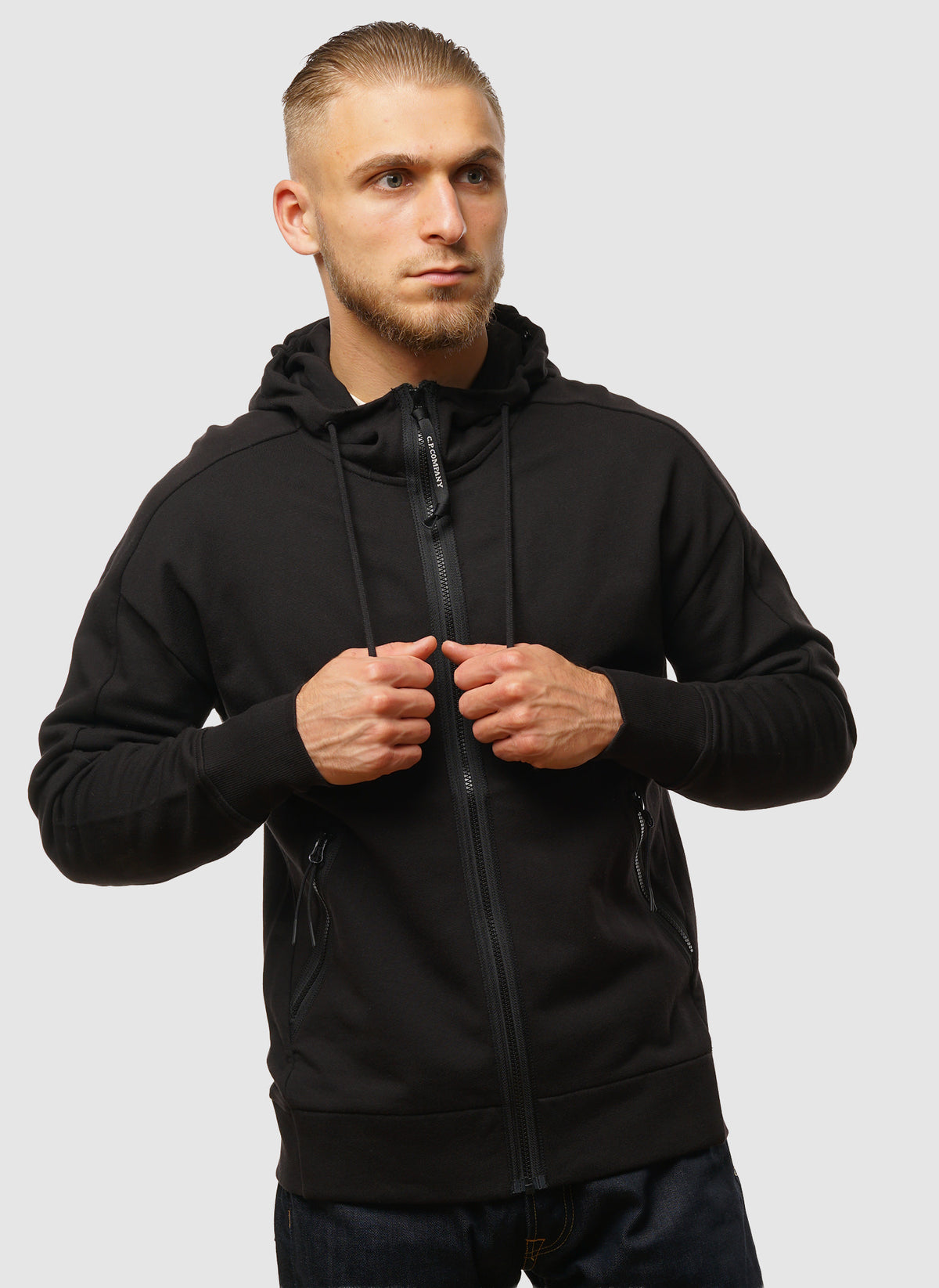 Goggle Sweatshirt Jacket - Black
