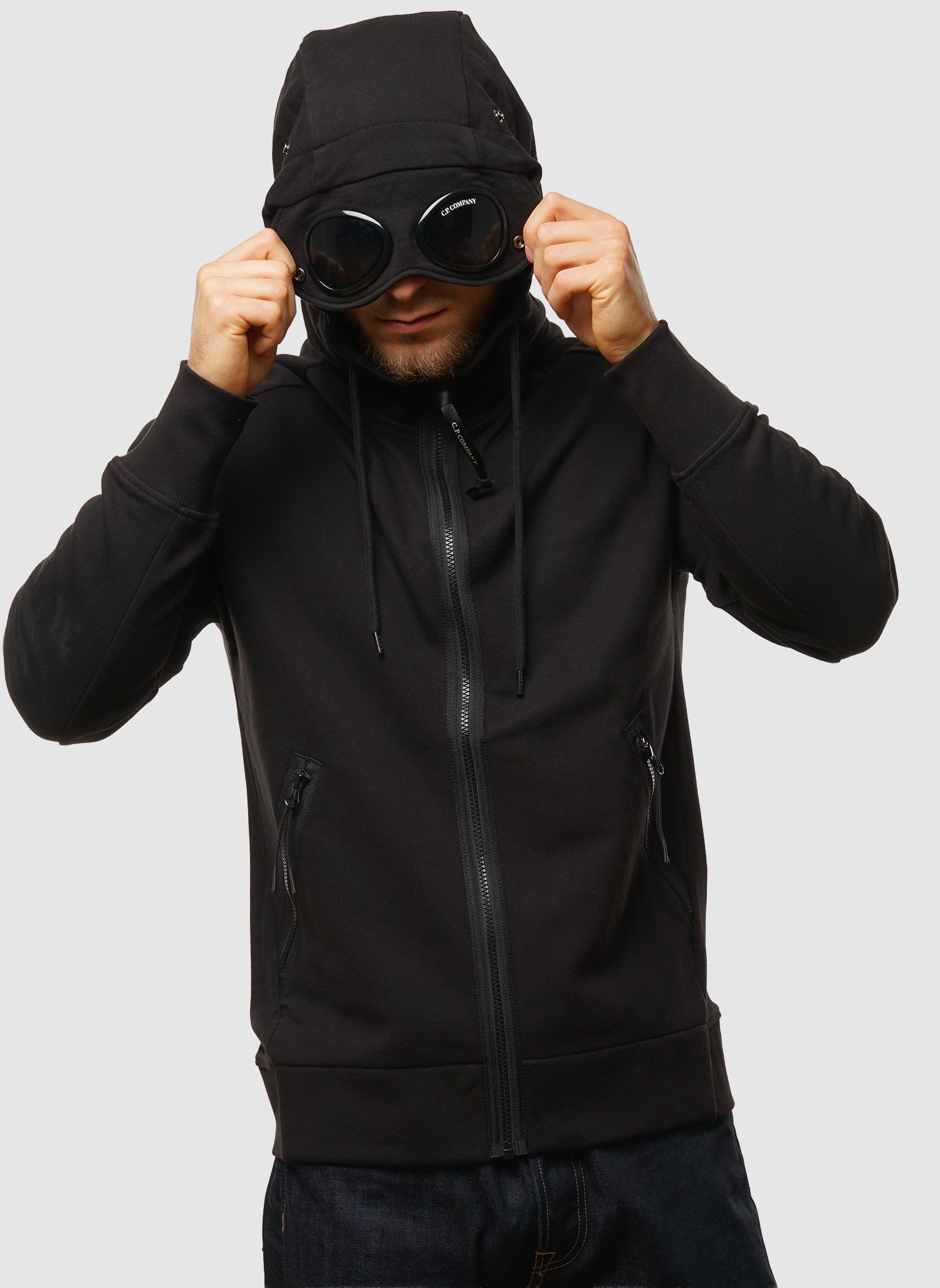 Goggle Sweatshirt Jacket - Black