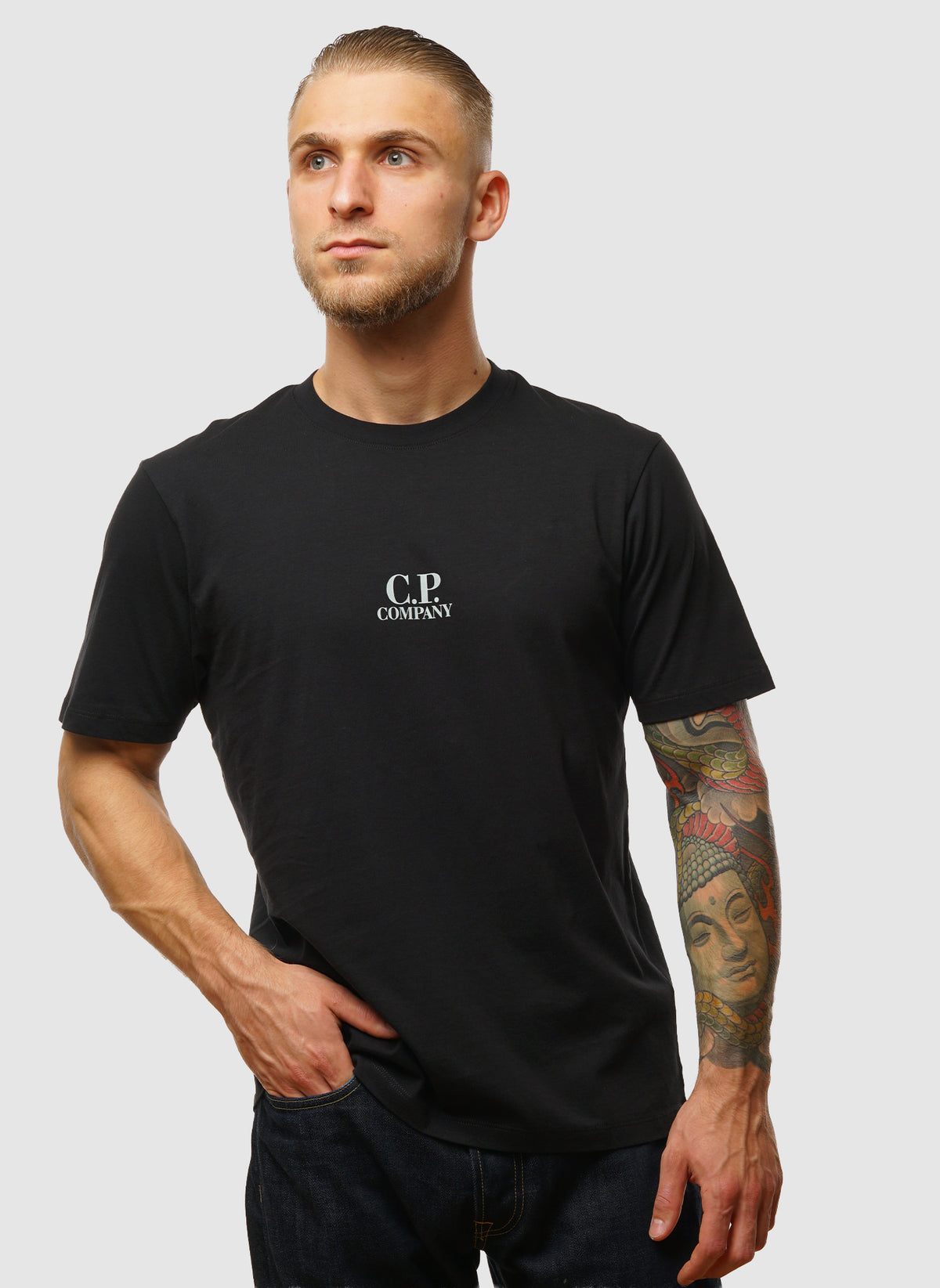 Center Logo Jesey T-Shirt - Black