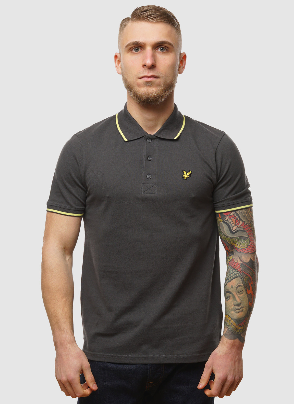 Tipped Poloshirt - Gunmetal/Steward