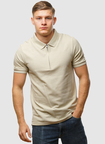 Ottoman Half Zip Polo Shirt - Grey Taupe