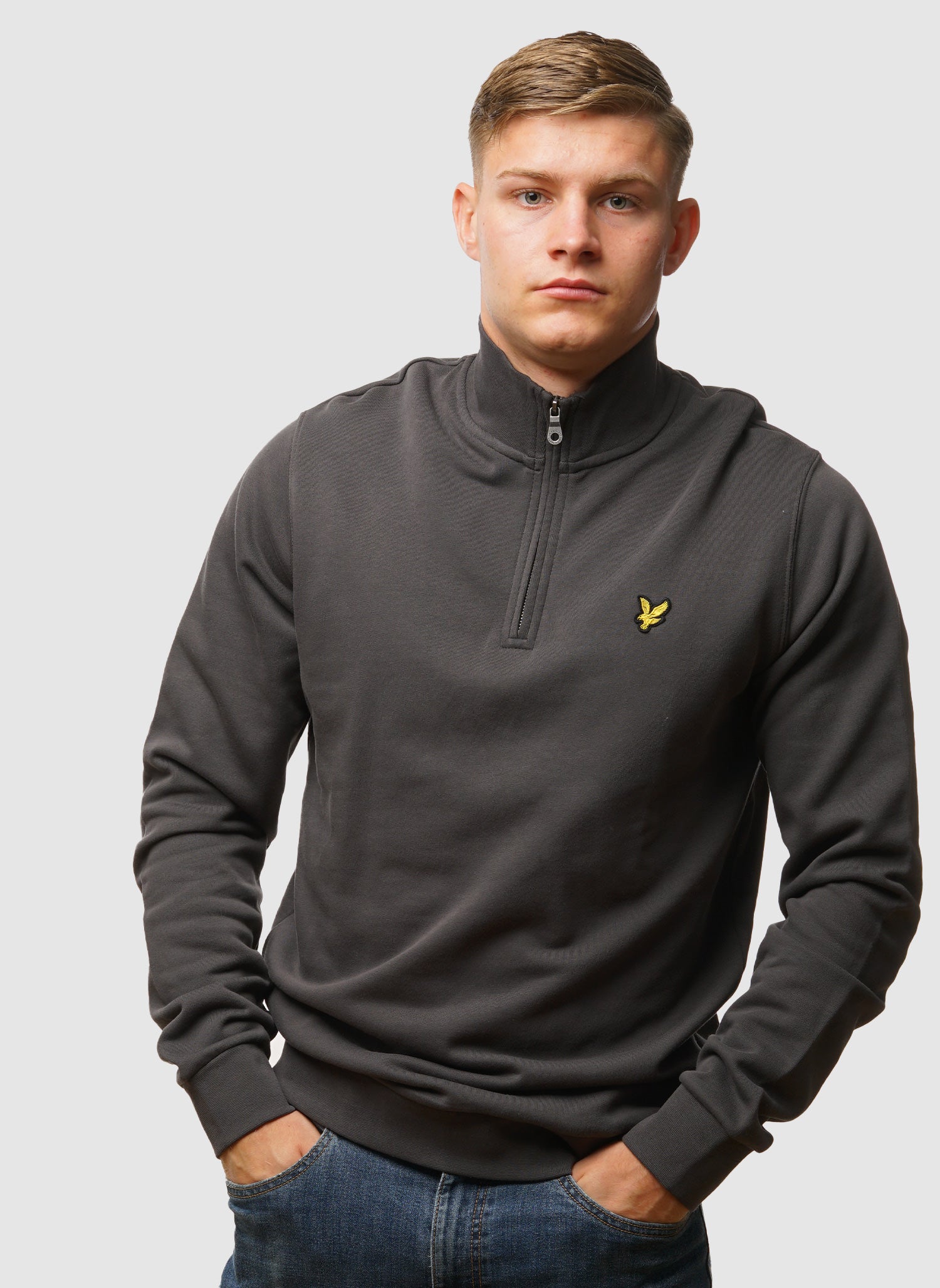 Loopback 1/4 Zip Sweatshirt - Gunmetal
