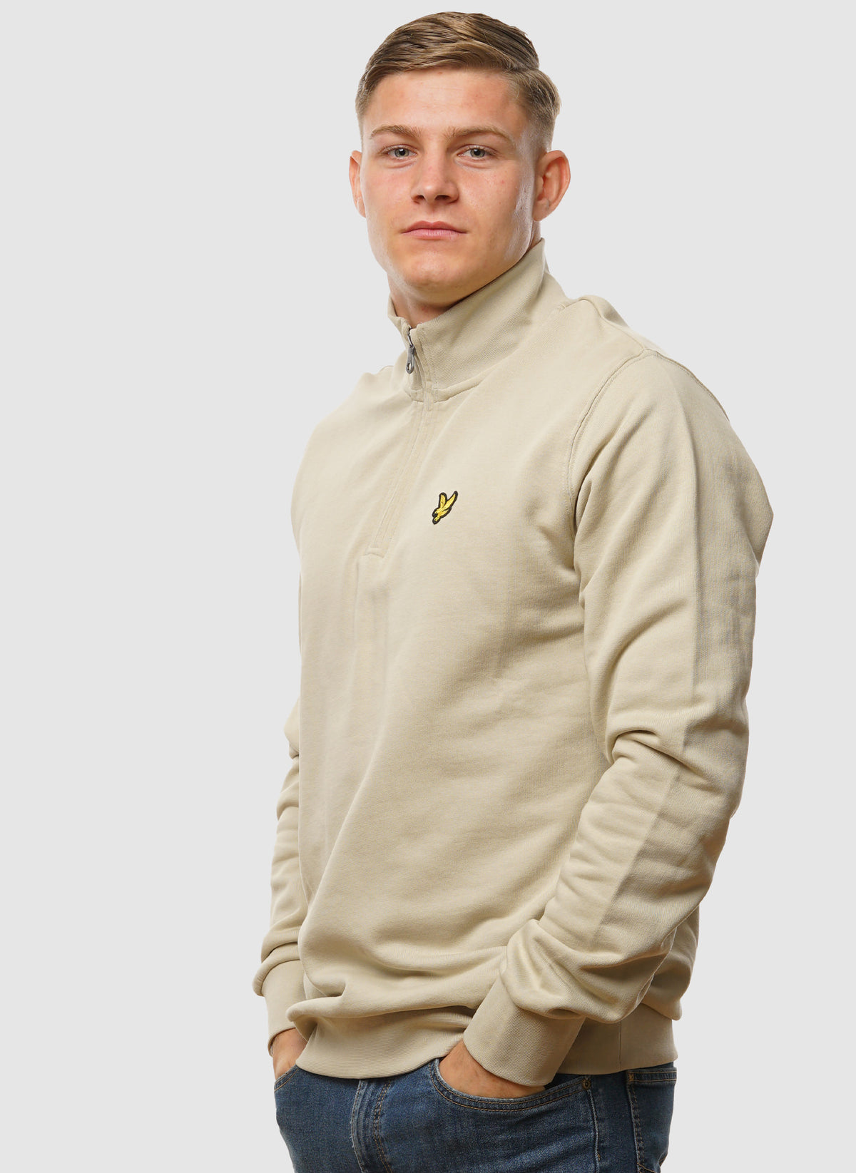 Loopback 1/4 Zip Sweatshirt - Grey Taupe