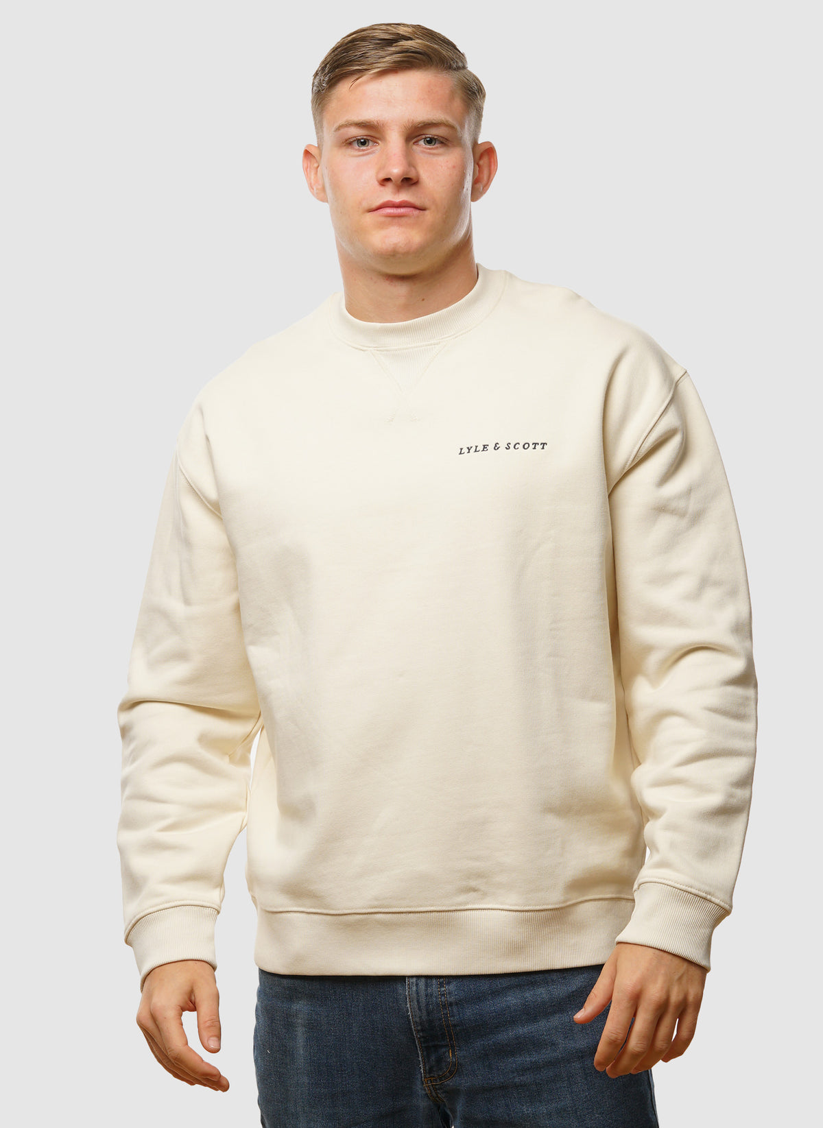 Script Brushback Crew Neck Sweatshirt - Foam