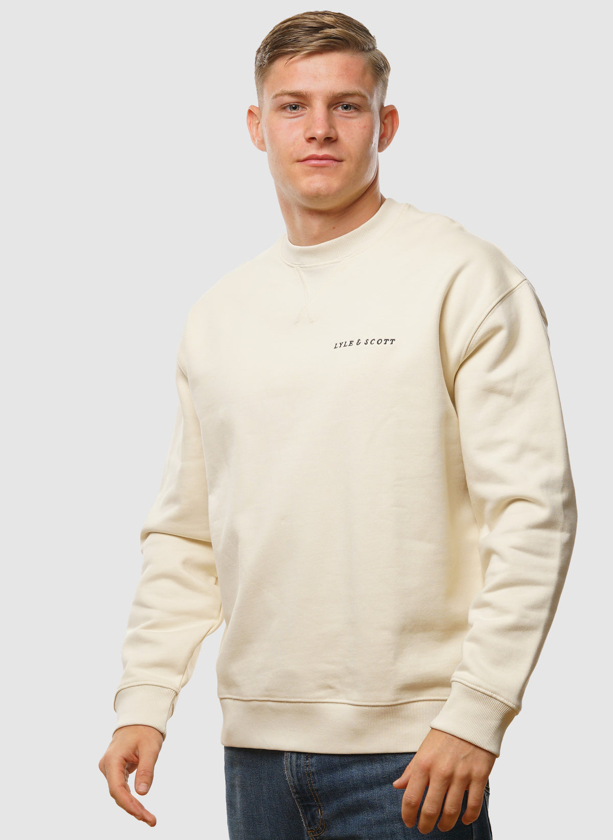 Script Brushback Crew Neck Sweatshirt - Foam