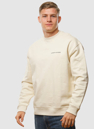 Script Brushback Crew Neck Sweatshirt - Foam
