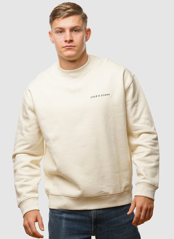 Script Brushback Crew Neck Sweatshirt - Foam