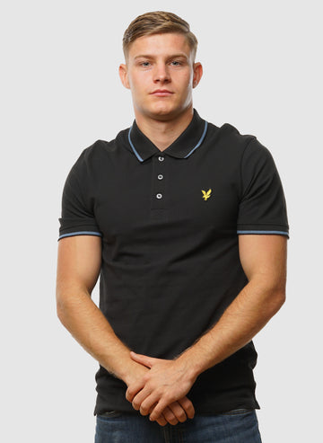 Tipped Poloshirt - Black Ice/Ocean Sky