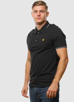 Tipped Poloshirt - Black Ice/Ocean Sky