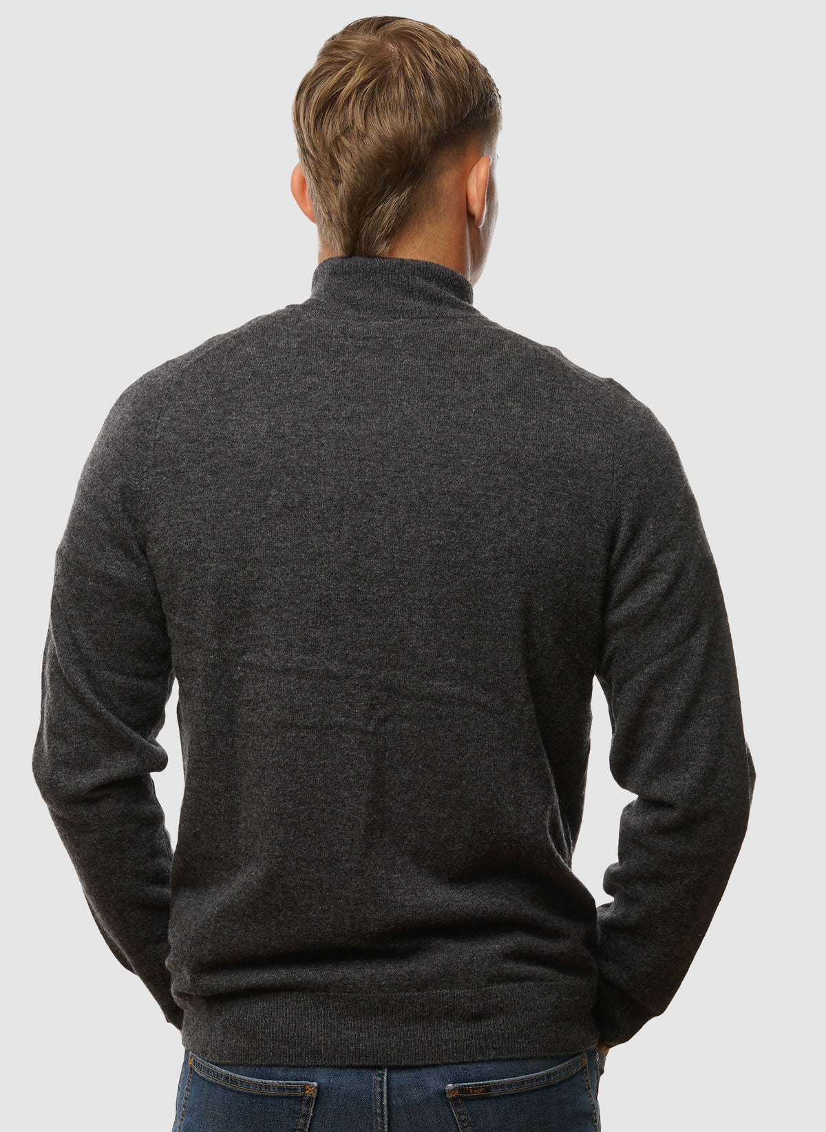 Lambswool Blend Zip Through Cardigan - Charcoal Marl