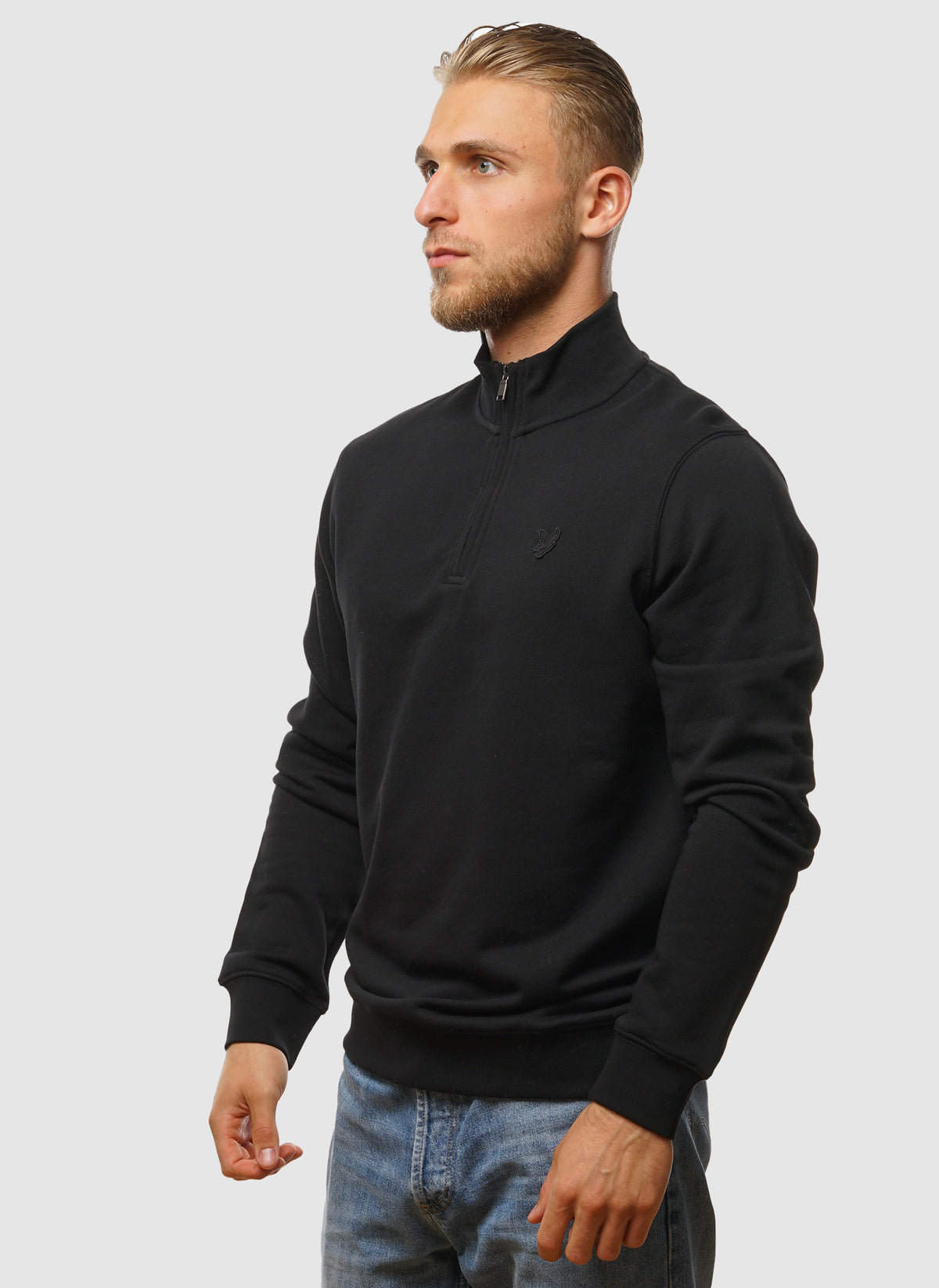 Superfine Quarter Zip Sweatshirt - Jet Black
