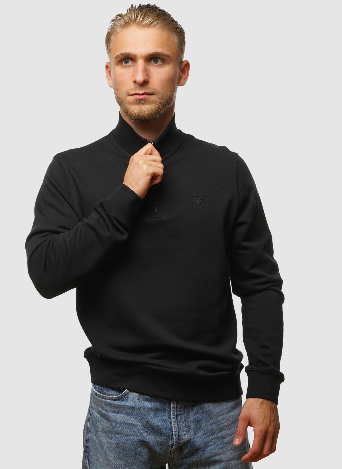 Superfine Quarter Zip Sweatshirt - Jet Black