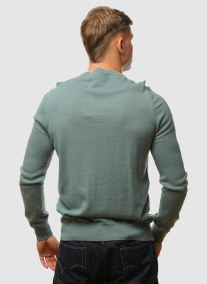 Cotton Merino 12gg Jumper - Agave Green