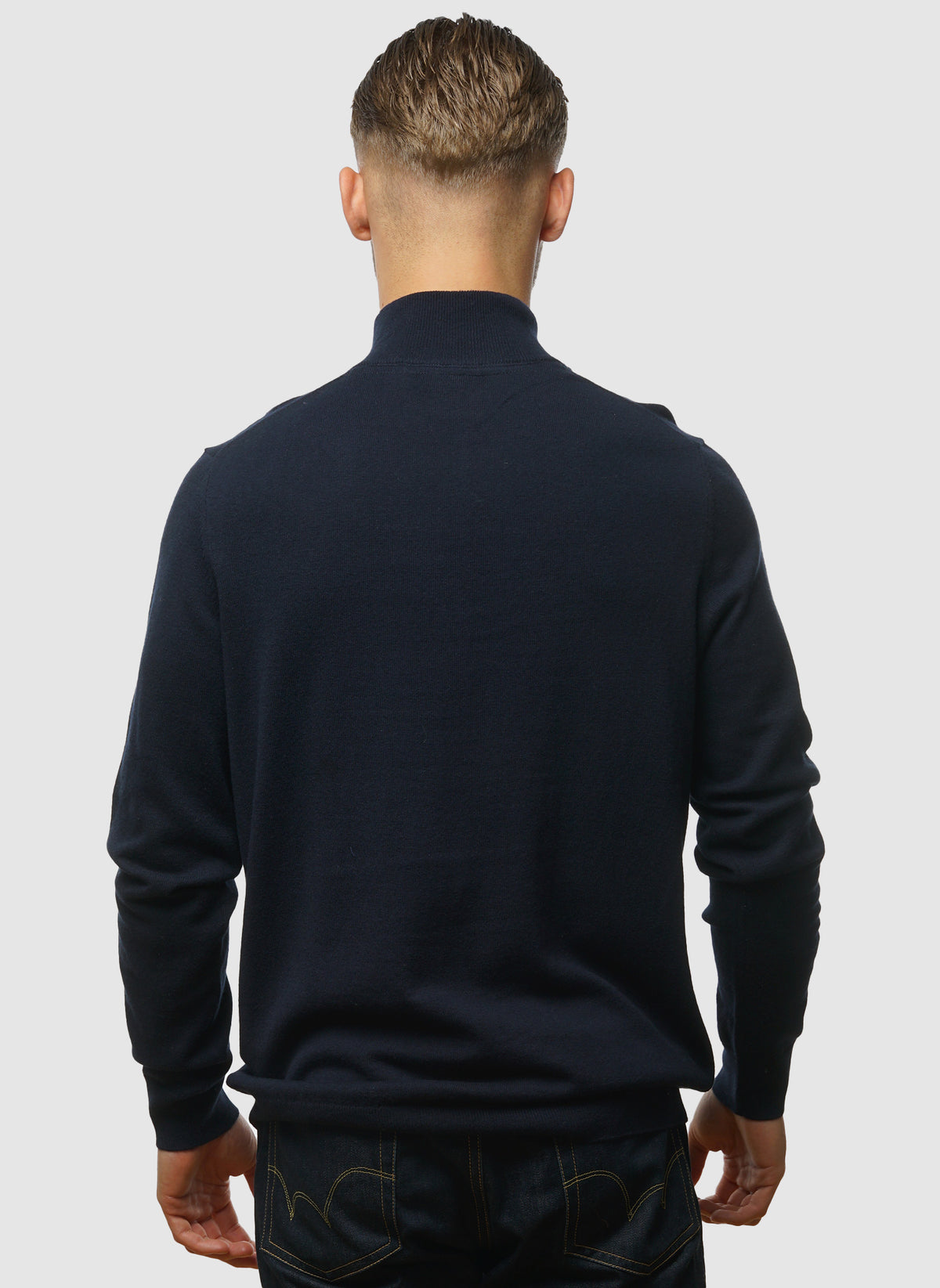 1/4 Zip Cotton Merino Jumper  - Dark Navy