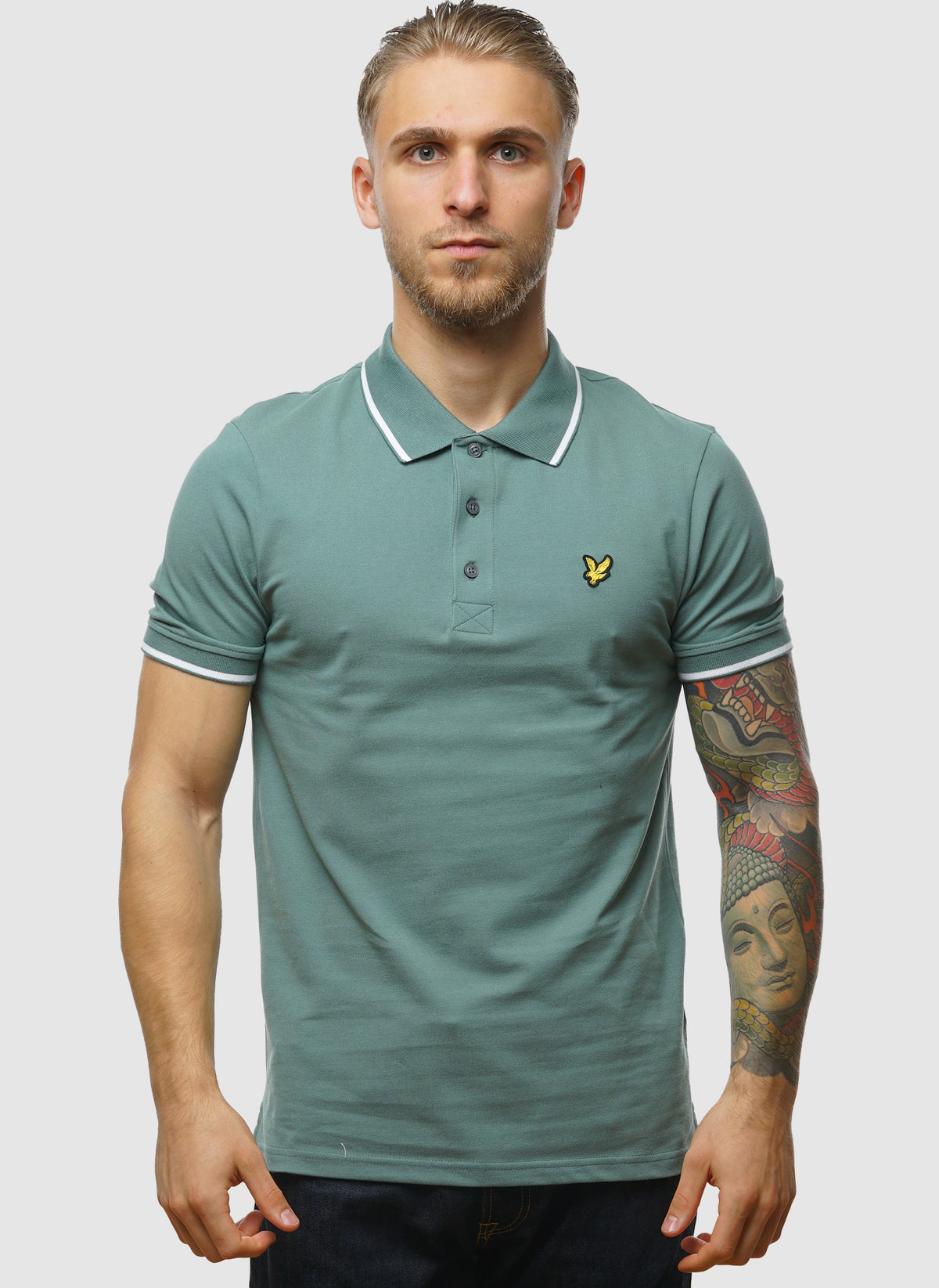 Tipped Poloshirt - Agave Green/White