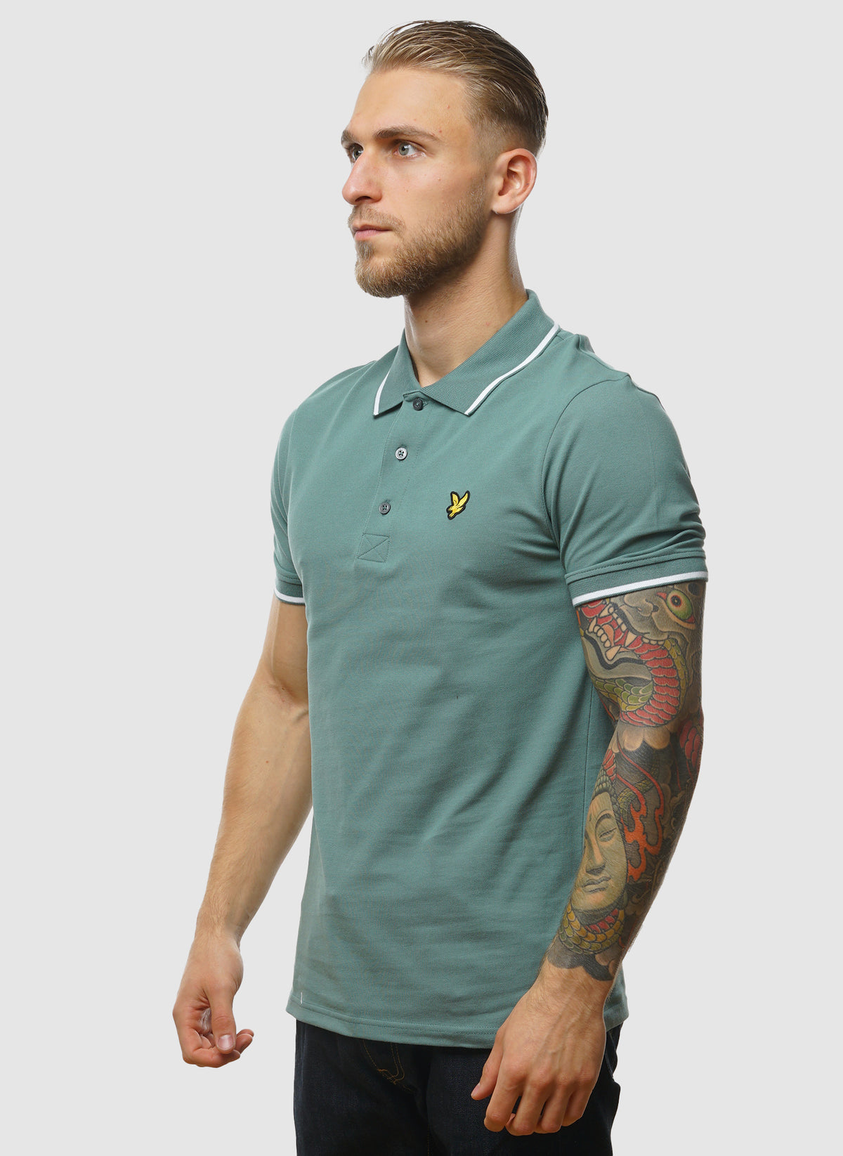 Tipped Poloshirt - Agave Green/White