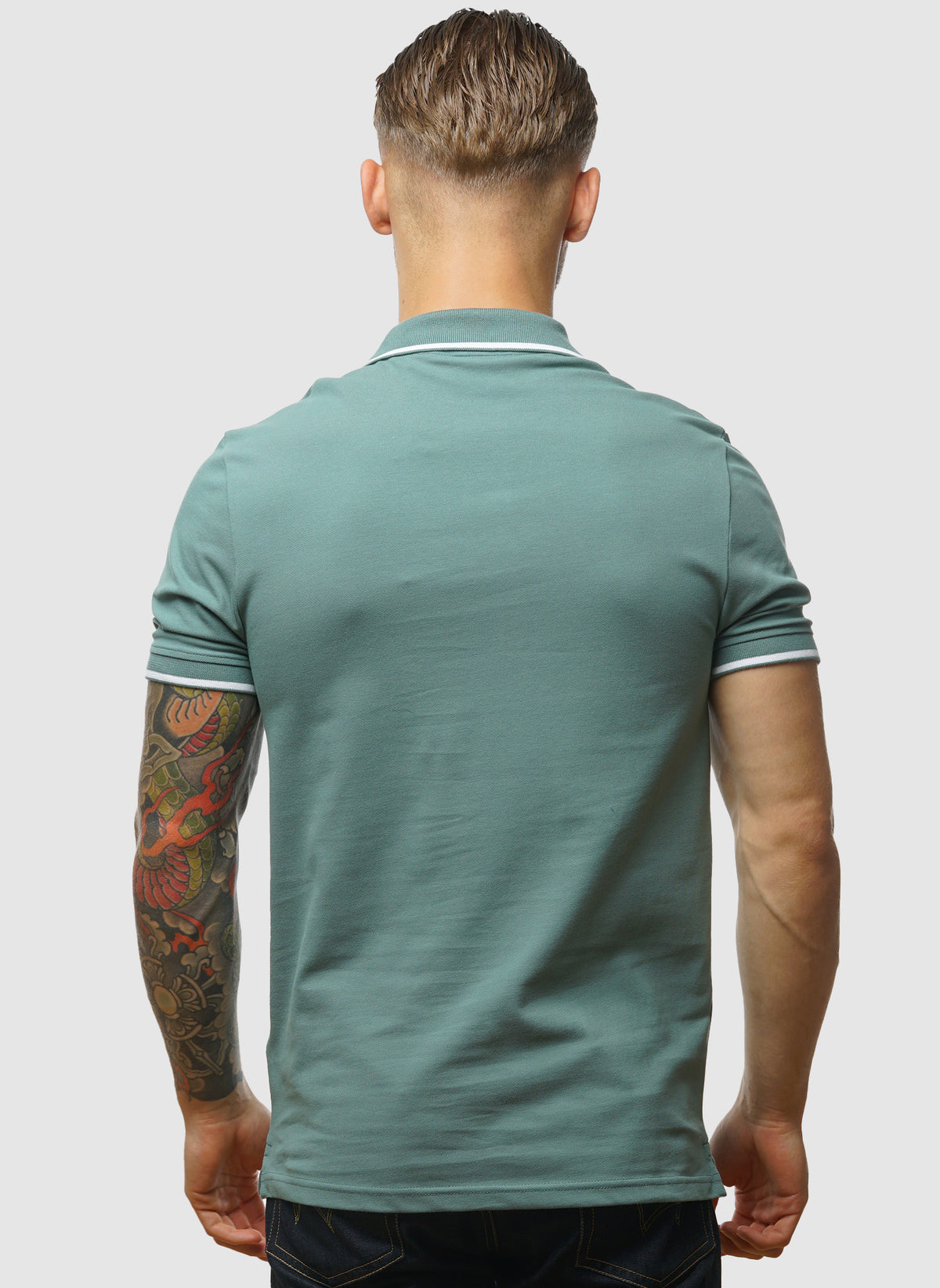 Tipped Poloshirt - Agave Green/White