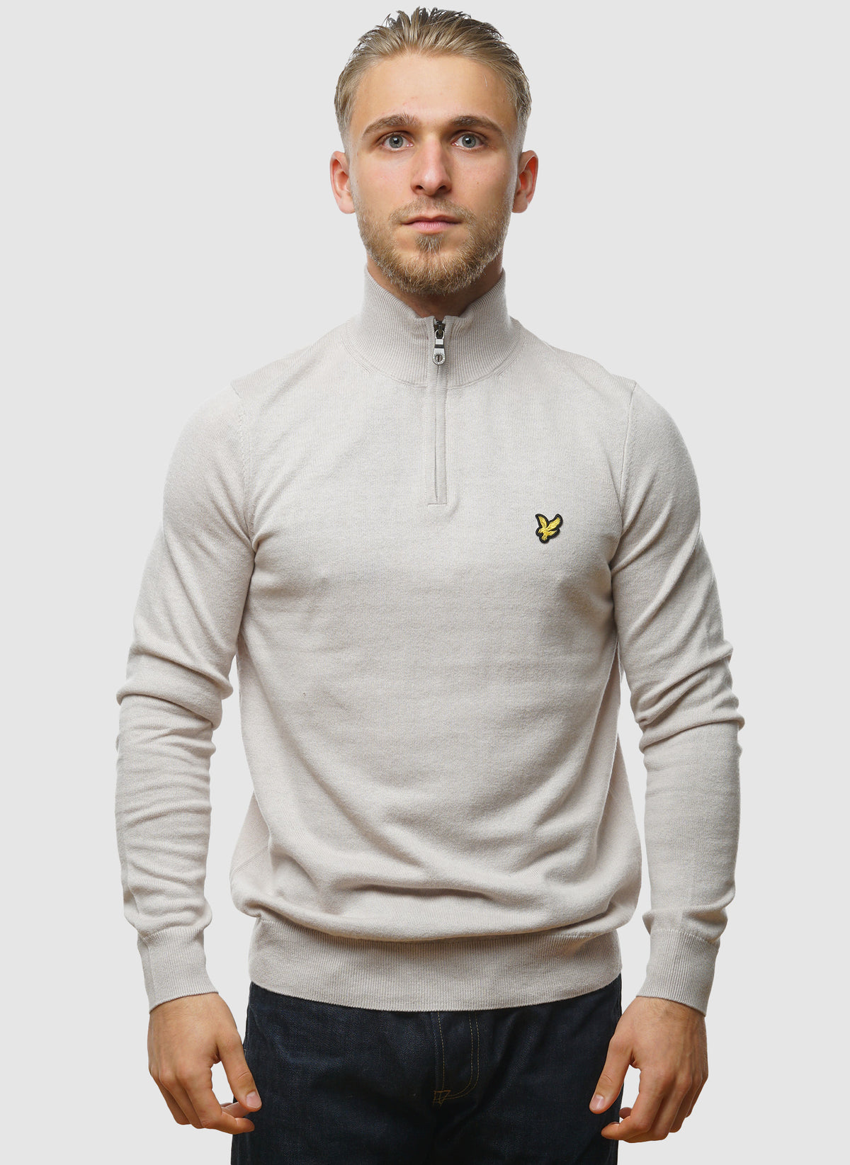 1/4 Zip Cotton Merino Jumper  - Cove