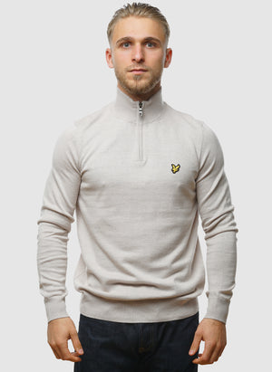 1/4 Zip Cotton Merino Jumper  - Cove