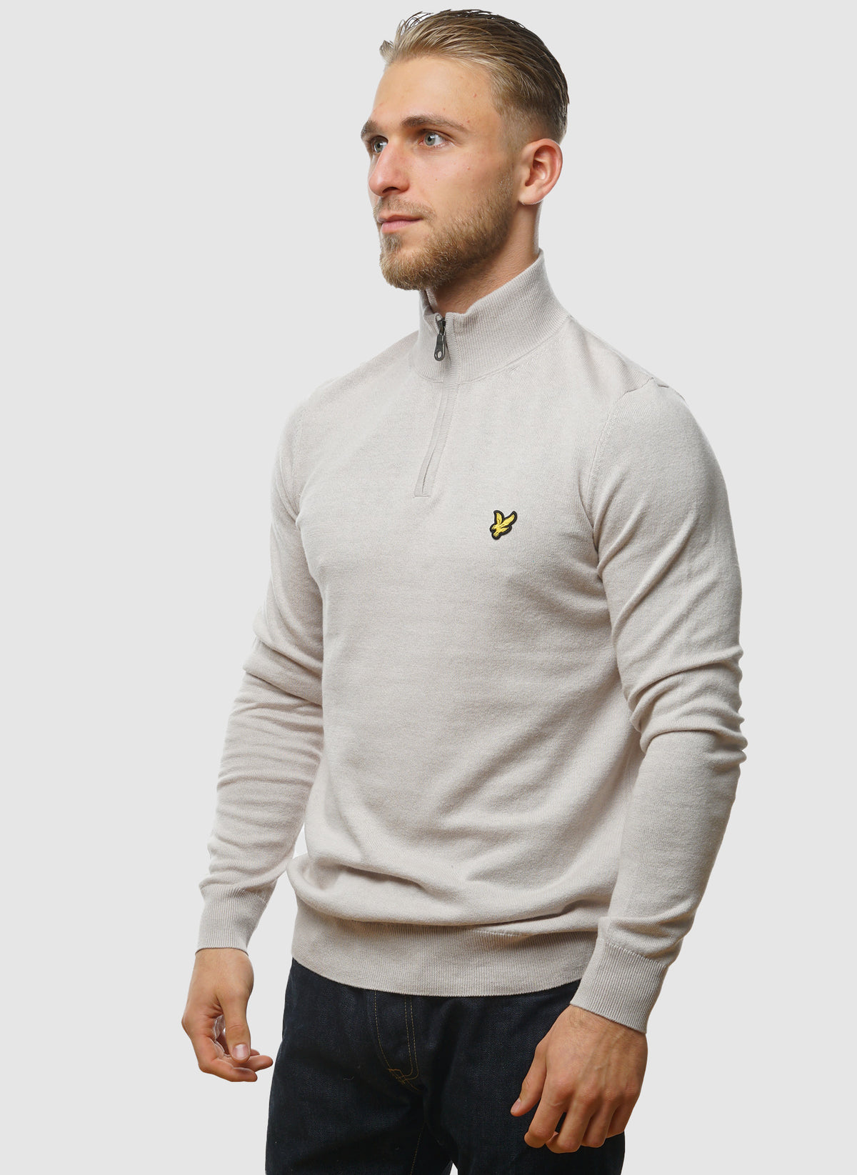 1/4 Zip Cotton Merino Jumper  - Cove