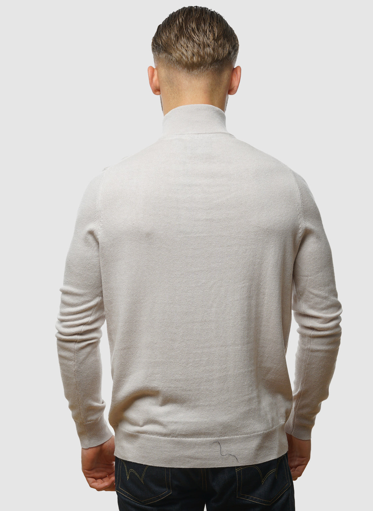 1/4 Zip Cotton Merino Jumper  - Cove