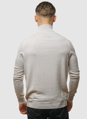 1/4 Zip Cotton Merino Jumper  - Cove