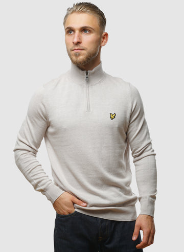 1/4 Zip Cotton Merino Jumper  - Cove