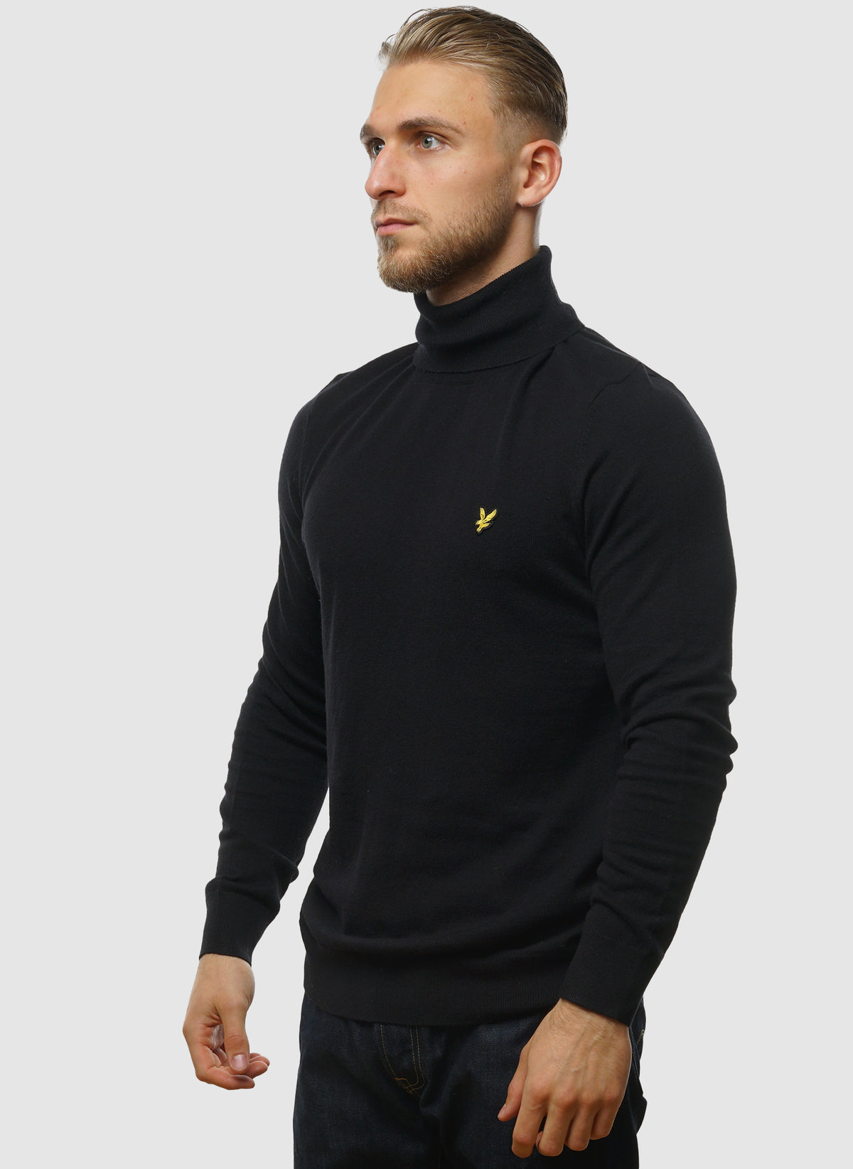 Cotton Merino Turtleneck Jumper - Jet Black