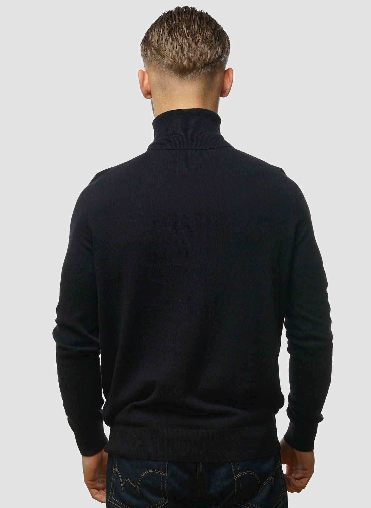 Cotton Merino Turtleneck Jumper - Jet Black