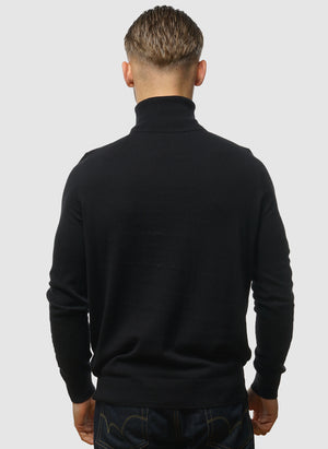 Cotton Merino Turtleneck Jumper - Jet Black