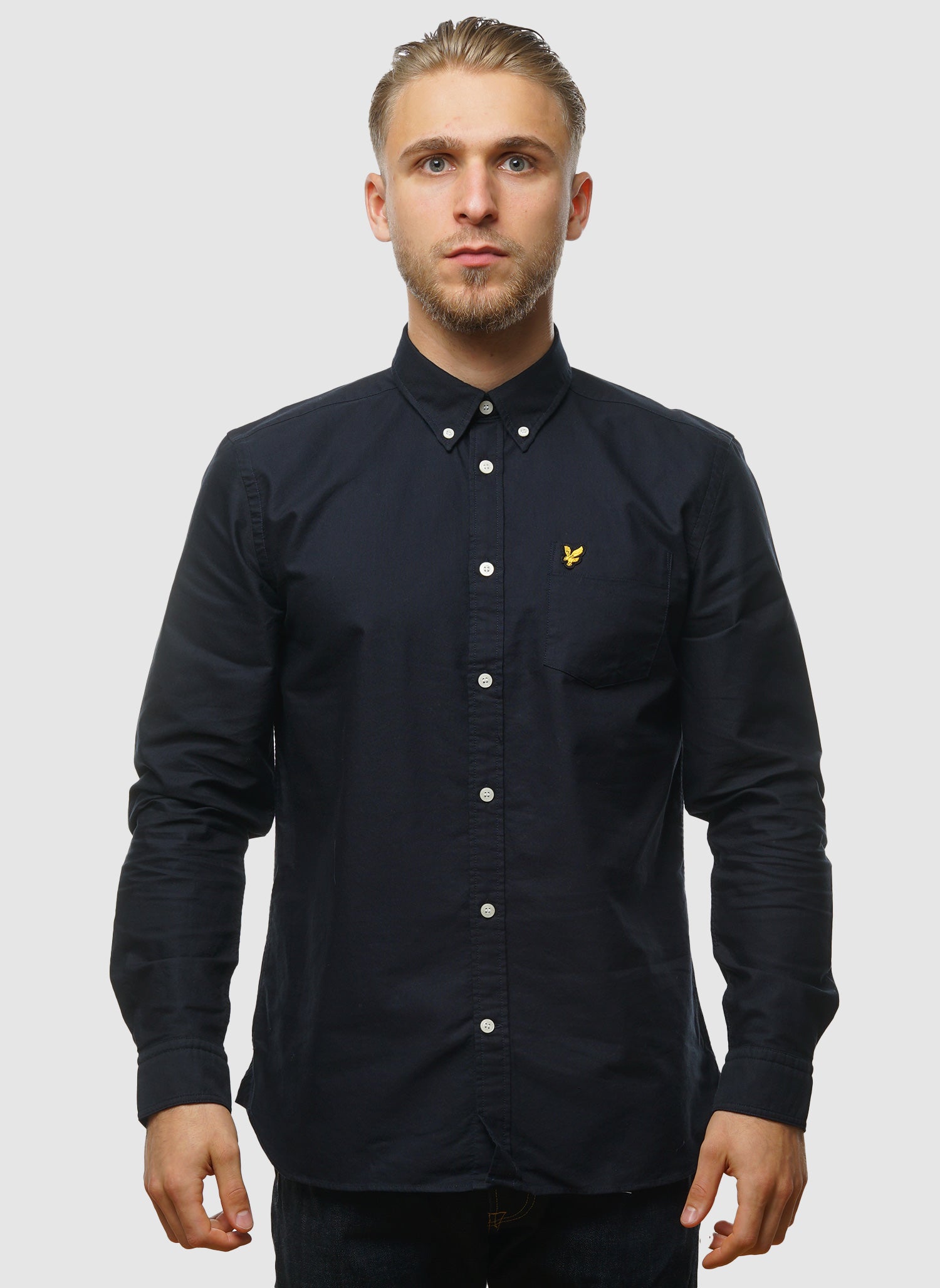 Plain Oxford Hemd - Dark Navy