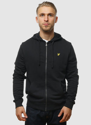 Zip Through Hoodie - Jet Black