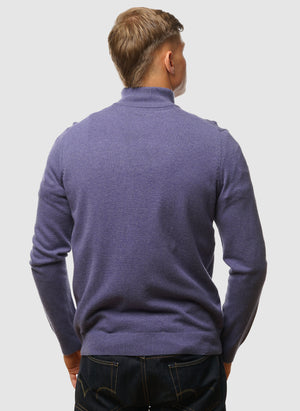 Lambswool Blend Zip Through Cardigan - Greystone Marl