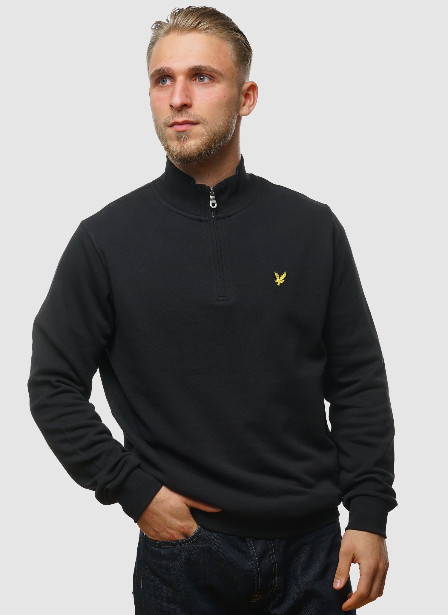 Loopback 1/4 Zip Sweatshirt - Jet Black