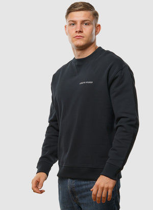 Script Brushback Crew Neck Sweatshirt - Dark Navy