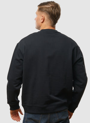 Script Brushback Crew Neck Sweatshirt - Dark Navy