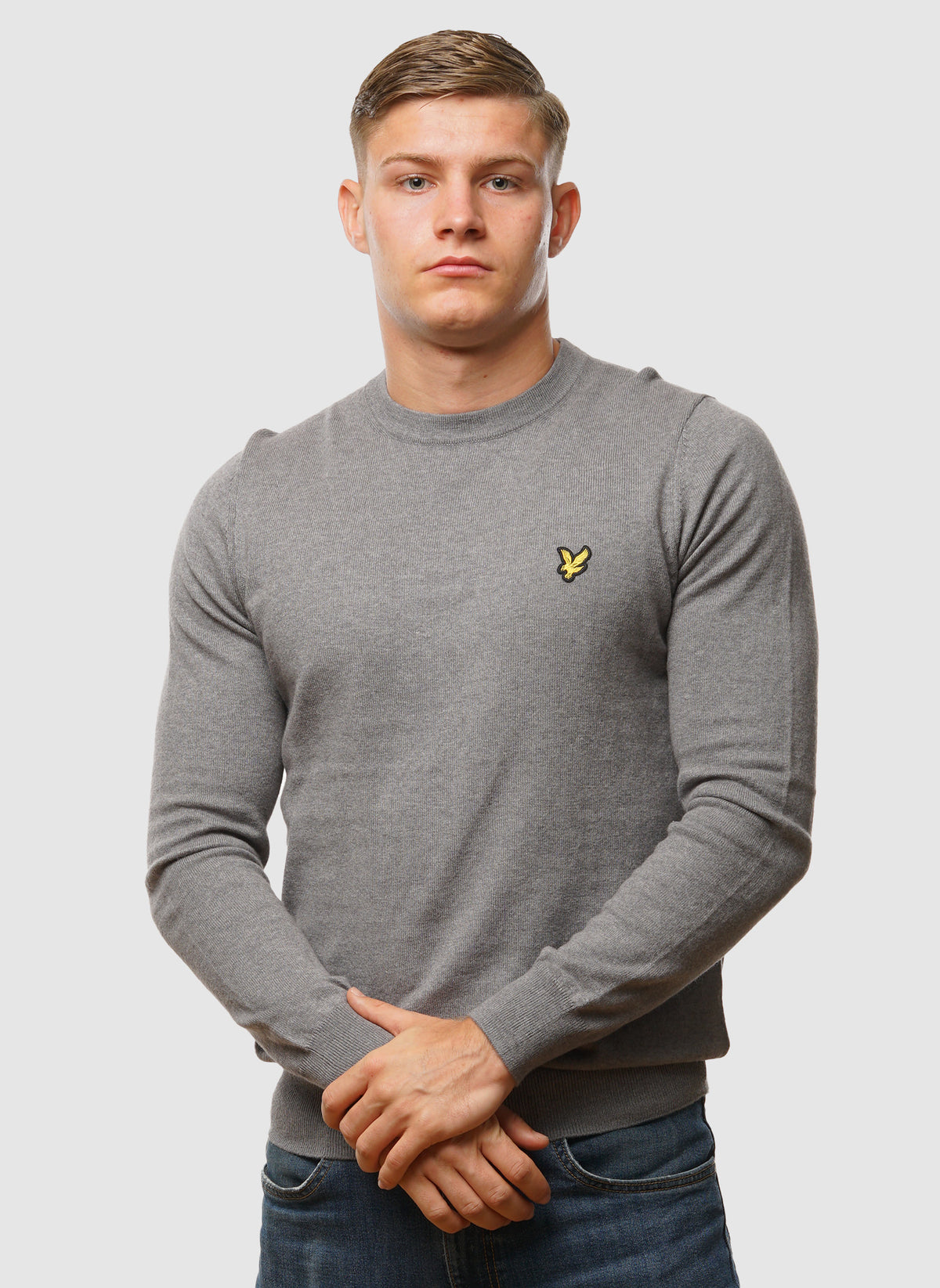 Cotton Merino 12gg Jumper - Mid Grey Marl