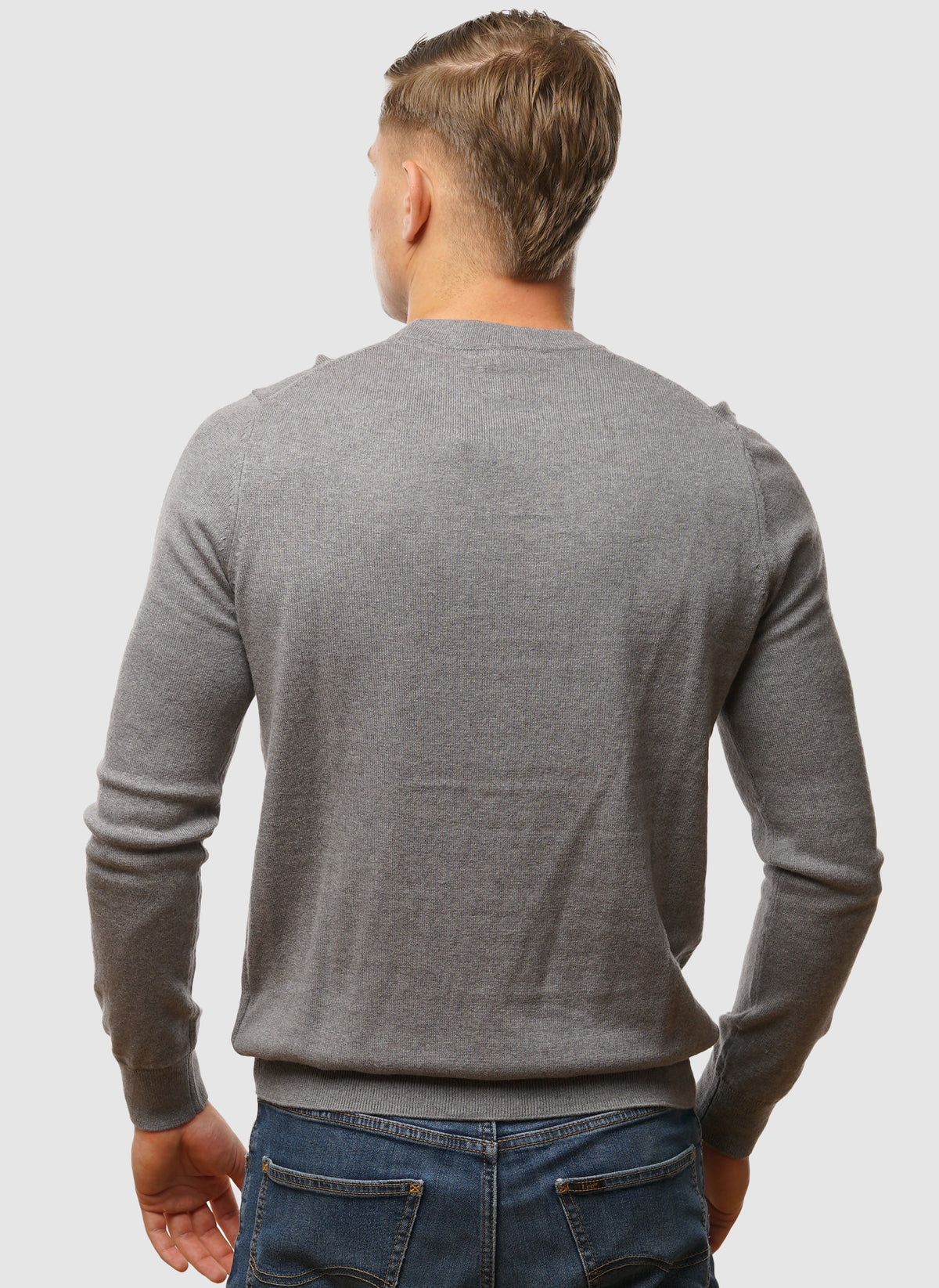Cotton Merino 12gg Jumper - Mid Grey Marl