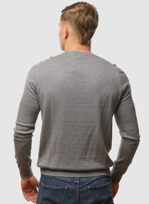 Cotton Merino 12gg Jumper - Mid Grey Marl